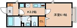 サウスコート 1Kの間取図画像