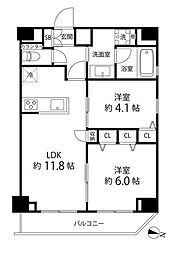 パークサイド錦糸町レジデンス 4階2LDKの間取り