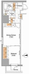 ザ・パークハビオ上野 1DKの間取図画像