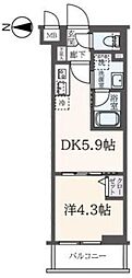 ハーモニーレジデンス東新宿 1DKの間取図画像