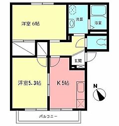 ハイムクボタC 2Kの間取図画像