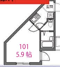 テラス久が原 1階1Kの間取り