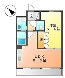 ディアベルジュ 1階1LDKの間取り