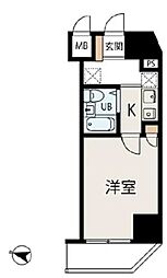 JR山手線 五反田駅 徒歩6分の賃貸マンション 2階1Kの間取り