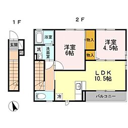 シトロン 2LDKの間取図画像