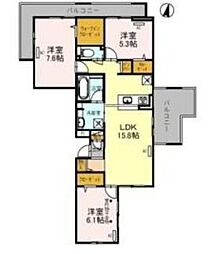 ゆずり葉 2階3LDKの間取り