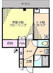 コーポスバル 1Kの間取図画像