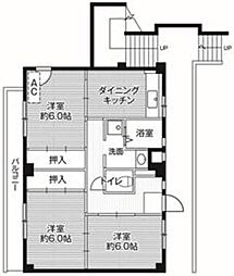 ビレッジハウス川井宿3号棟 3DKの間取図画像