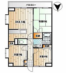 大山ビルローヤルヒルズ 3DKの間取図画像