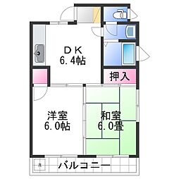 ネクサス太田 2DKの間取図画像