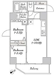リテラス浅草橋イースト 2階2LDKの間取り