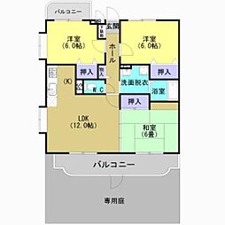 クラルテ古閑B 3LDKの間取図画像