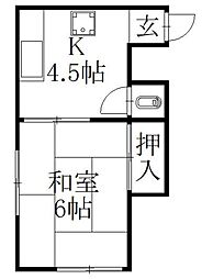 常盤マンション 1Kの間取図画像