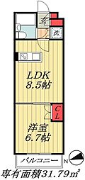 ローズガーデン15番館 1LDKの間取図画像