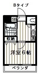 アドニス015 2階1Kの間取り