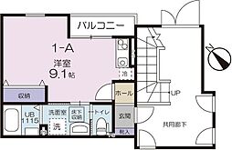 カーサエビス 1階ワンルームの間取り