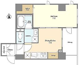 グランカーサ王子3 3階1DKの間取り