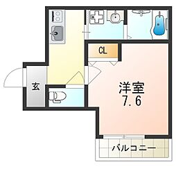 阪急神戸本線 神崎川駅 徒歩8分の賃貸アパート 1階1Kの間取り