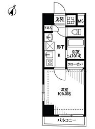 プレール・ドゥーク多摩川 1Kの間取図画像