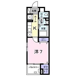 京王相模原線 南大沢駅 徒歩15分の賃貸マンション 4階1Kの間取り