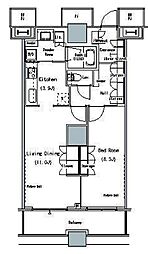 ザ・東京タワーズミッドタワー 4階1LDKの間取り