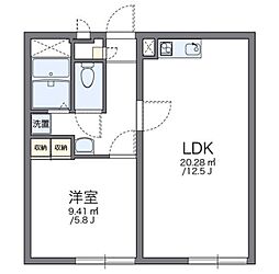 レオパレスソレイユＮＡＫＡＮＯ 3階1LDKの間取り