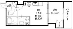 クリエオーレ光明町1 1LDKの間取図画像