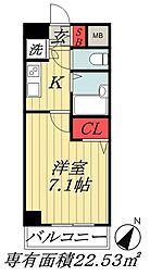 東京メトロ東西線 行徳駅 徒歩7分の賃貸マンション 5階1Kの間取り