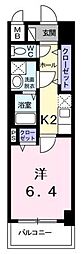 ベルクフェルト 1Kの間取図画像