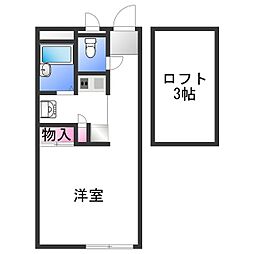 レオパレス大堀 2階1Kの間取り