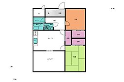 クレベールハイツ 2LDKの間取図画像