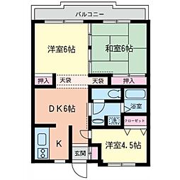 エーデルハイム 3DKの間取図画像