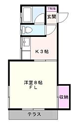 グリーンハイツ 1階1Kの間取り