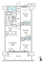 スカイグランデ津田沼 4階3LDKの間取り