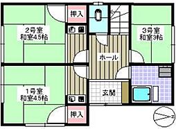 内藤荘 1階ワンルームの間取り