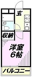 所沢メゾン3号館 1Kの間取図画像