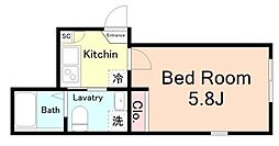 Chum Aoto 1階1Kの間取り