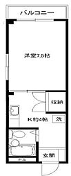 第2大洋ハイツ 1Kの間取図画像