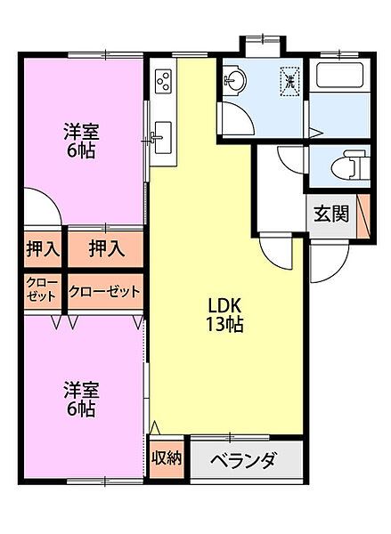 コーポレバンテ 202｜新潟県新発田市東新町４丁目(賃貸アパート2LDK・2階・58.16㎡)の写真 その2