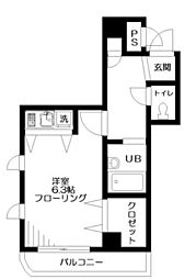都営大江戸線 新江古田駅 徒歩6分の賃貸マンション 4階ワンルームの間取り