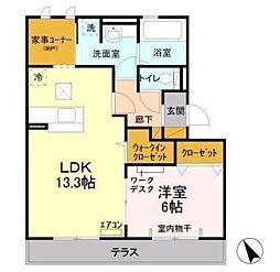 クレーストS 1LDKの間取図画像