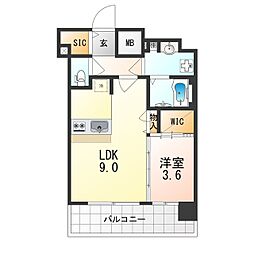 JR東西線 加島駅 徒歩3分の賃貸マンション 12階1LDKの間取り