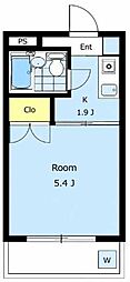 ハイタウン目黒 1Kの間取図画像