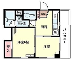 Mプラザ前野町 2DKの間取図画像