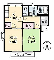 パシフィックコート　II B0203 ｜ 岡山県倉敷市四十瀬121-1（賃貸アパート2K・2階・42.98㎡） その2