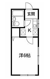 コーポ弥生 1Kの間取図画像