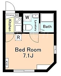 Chum Haneda 1階1Kの間取り