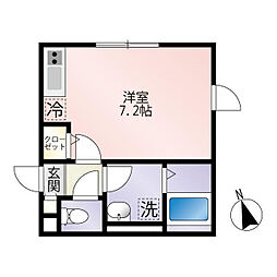ラシェリール ワンルームの間取図画像
