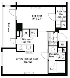 パークアクシス学芸大学 1LDKの間取図画像