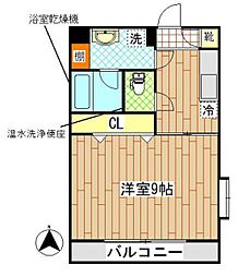 ラミアールさつき 1Kの間取図画像